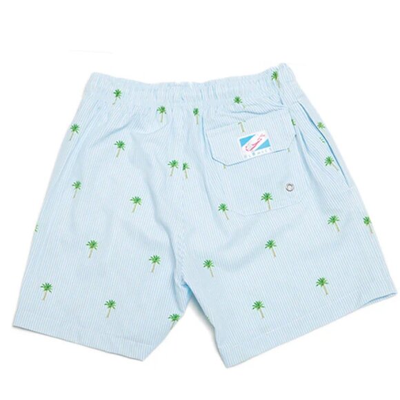 NEW Bermies Palm Stripes Mesh Liner Elastic Waist Pull On Swim Trunks Suit Short - Picture 6 of 7